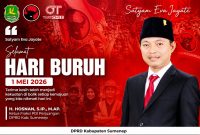 H. Hosnan, Ketua Fraksi PDI-Perjuangan DPRD Sumenep, menegaskan pentingnya perlindungan dan hak pekerja pada Hari Buruh 2026