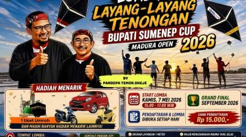 7 Mei, Lomba Layang-Layang Tenongan Bupati Sumenep Cup 2026 di Kalianget Jadi Ajang Pelestarian Tradisi