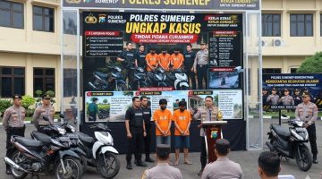 Polres Sumenep Sikat Komplotan Curanmor, 3 Orang Dibekuk Bersama 5 Motor Curian