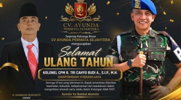 Owner CV Ayunda H. Bambang Sampaikan Ucapan HUT Penuh Hormat untuk Danpomdam V/Brawijaya Kolonel CPM R. Tri Cahyo Budi A, Apresiasi Dedikasi dan Pengabdian Tanpa Henti