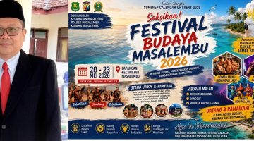 Foto : Camat Masalembu yang disebut Jarang Ngantor (kiri) Pamflet Festival Budaya Masalembu 2026 yang tengah menjadi sorotan publik di tengah masih kuatnya keluhan warga kepulauan terkait pelayanan dasar dan prioritas pembangunan di wilayah Masalembu (Kanan)