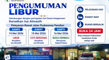 Puskesmas Pandian Sumenep Umumkan Libur Kenaikan Isa Almasih, Layanan Rawat Jalan Tutup Dua Hari namun UGD Tetap Siaga 24 Jam