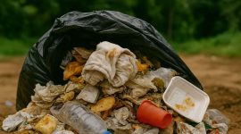 Ilustrasi sampah yang dibuang sembarangan di tepi jalan menjadi potret nyata rendahnya kesadaran sebagian masyarakat terhadap kebersihan lingkungan. Kondisi ini tidak hanya merusak estetika kawasan, tetapi juga berpotensi menimbulkan bau tidak sedap, pencemaran lingkungan, hingga mengganggu kesehatan warga sekitar.