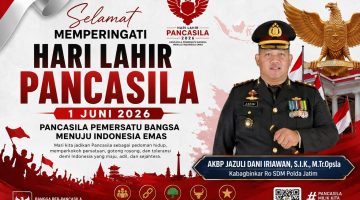 Serukan Nasionalisme di Hari Lahir Pancasila 2026, Kabagbinkar Ro SDM Polda Jatim Ajak Perkuat Semangat Gotong Royong