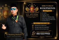 Pamflet resmi rekrutmen CV Ayunda Permata Sejahtera yang mengumumkan pembukaan lowongan kerja posisi Resepsionis. Kesempatan ini terbuka bagi kandidat terbaik yang siap menjadi garda terdepan dalam pelayanan perusahaan di Pamekasan.