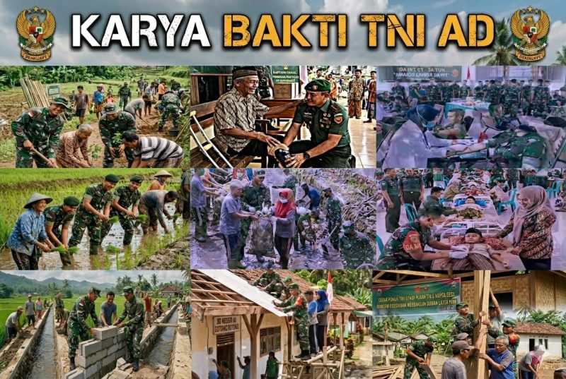 Karya Bakti TNI AD Skala Besar Tahun 2026 yang akan digelar di empat kabupaten di Pulau Madura, yakni Bangkalan, Sampang, Pamekasan, dan Sumenep, mulai 1 Juli hingga 31 Agustus 2026. Program unggulan TNI AD tersebut meliputi kegiatan penghijauan, pembangunan infrastruktur, rehabilitasi rumah tidak layak huni, pelayanan kesehatan gratis, khitan massal, operasi katarak, serta berbagai bakti sosial untuk masyarakat