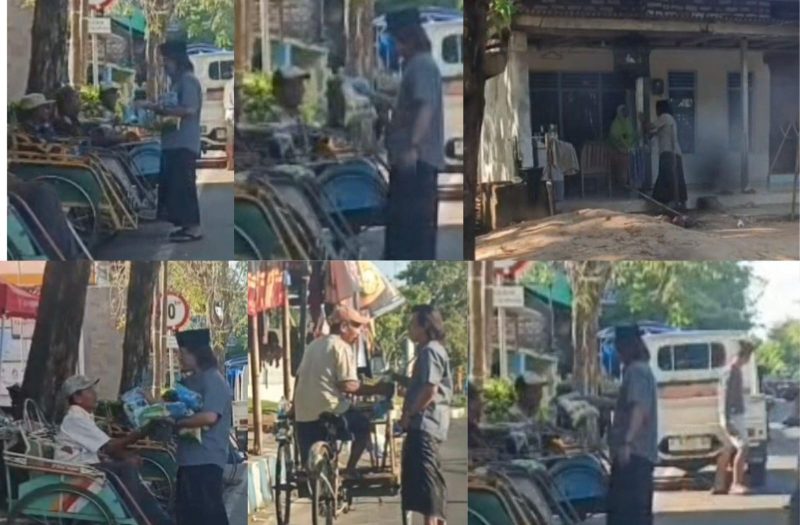 Wajah haru seorang abang becak saat menerima bantuan dari Program Berbagi Setiap Hari Detikzone.id yang memasuki hari ke-20.