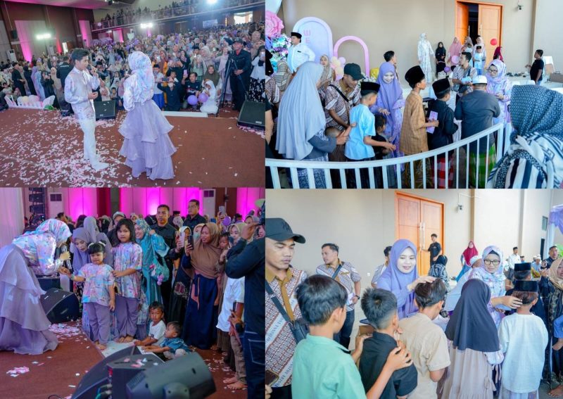 Suasana Tasyakuran Milad Afifah ke-7 di Aula Tuan Ghube Uniba Madura berlangsung khidmat dan penuh kebersamaan. Acara diisi tausiyah, penampilan Valen DA7 dan Mila, sholawat bersama, serta penyerahan santunan kepada 1.000 anak yatim dalam rangka menyambut bulan Muharam.