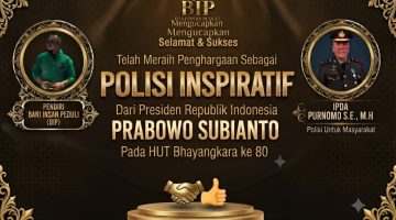 Founder BIP Foundation, H. Ali Zainal Abidin, memberikan apresiasi dan ucapan selamat kepada Ipda Purnomo atas penghargaan Presiden RI sebagai Polisi Inspiratif berkat dedikasinya di bidang kemanusiaan.