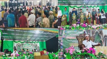Ket Foto: Ribuan jamaah memadati Pengajian Akbar yang menjadi puncak Haflatul Imtihan LPI Imaduddin di Dusun Sumber Manis, Desa Panaongan, Kecamatan Pasongsongan, Kabupaten Sumenep. KH. Kholil Yasin, M.Pd.I., menyampaikan tausiyah tentang pentingnya membangun generasi berilmu yang berlandaskan adab dan akhlakul karimah.