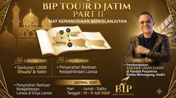 Belum Sepekan Tebar 3 Paket Umrah dan Santunan Ratusan Juta di Sumenep, BIP Kembali Tancap Gas! Besok Tour Jatim II ke Malang-Kediri, Santuni 1.000 Yatim-Dhuafa, Bantu Lansia, Bangun Asrama Santri