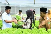 Bupati Sumenep Achmad Fauzi Wongsojudo didampingi Kepala DKPP Chainur Rasyid meninjau budidaya sayuran hidroponik di IRA Farm, Desa Ketawang Laok, Kecamatan Ganding, sebagai bagian dari upaya mendorong transformasi pertanian modern berbasis teknologi untuk memperkuat ketahanan pangan dan meningkatkan kesejahteraan petani.