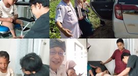 Agus Sugianto, S.Pd., Kepala SDN Panaongan III Sumenep, mendampingi Irsya saat menjalani proses pengukuran kaki palsu di Klinik Assalamah Pamekasan. Berkat kolaborasi bersama Bang Ali Zainal Abidin dan kreator konten Deny Puja Pranata (Mana-mana), harapan Irsya untuk dapat berdiri dan berjalan kini mulai menjadi kenyataan.