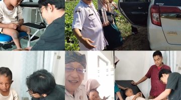 Agus Sugianto, S.Pd., Kepala SDN Panaongan III Sumenep, mendampingi Irsya saat menjalani proses pengukuran kaki palsu di Klinik Assalamah Pamekasan. Berkat kolaborasi bersama Bang Ali Zainal Abidin dan kreator konten Deny Puja Pranata (Mana-mana), harapan Irsya untuk dapat berdiri dan berjalan kini mulai menjadi kenyataan.