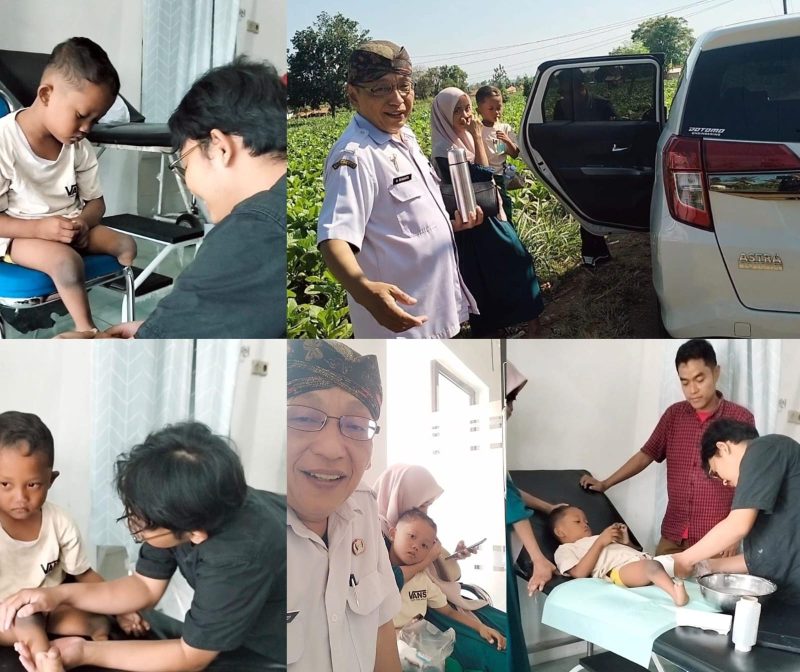 Agus Sugianto, S.Pd., Kepala SDN Panaongan III Sumenep, mendampingi Irsya saat menjalani proses pengukuran kaki palsu di Klinik Assalamah Pamekasan. Berkat kolaborasi bersama Bang Ali Zainal Abidin dan kreator konten Deny Puja Pranata (Mana-mana), harapan Irsya untuk dapat berdiri dan berjalan kini mulai menjadi kenyataan.