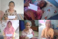 Santunan kepada lansia penderita stroke dan kaum dhuafa pada Hari ke-64 Program Berbagi Setiap Hari di Kabupaten Sumenep.