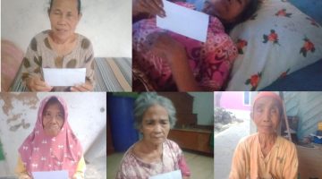 Santunan kepada lansia penderita stroke dan kaum dhuafa pada Hari ke-64 Program Berbagi Setiap Hari di Kabupaten Sumenep.