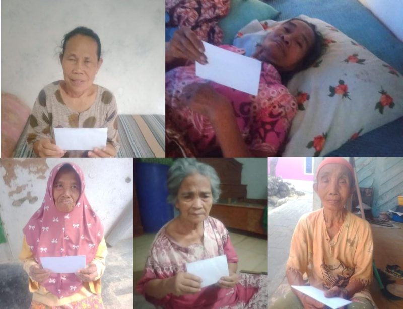 Santunan kepada lansia penderita stroke dan kaum dhuafa pada Hari ke-64 Program Berbagi Setiap Hari di Kabupaten Sumenep.
