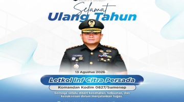 Selamat Ulang Tahun Dandim Sumenep Letkol Inf. Citra Persada, Detikzone.id Doakan Pengabdian Semakin Gemilang dan Penuh Keberkahan