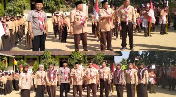Peringati HUT Pramuka ke-65, Murid SDN Prancak III Pasongsongan Sumenep Napak Tilas Semangat Kepramukaan dan Disambut Antusias Warga