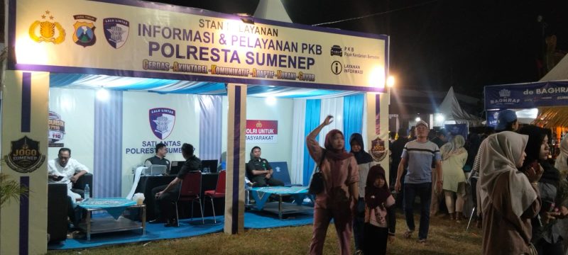 Ket Foto: Stan Polresta Sumenep di Pameran Pembangunan Madura Night Vaganza 2026 di GOR A. Yani Sumenep, Rabu (26/8/2026), menjadi bukti kehadiran polisi yang dekat dengan masyarakat, sekaligus membuka ruang pelayanan dan diskusi bagi warga yang datang.