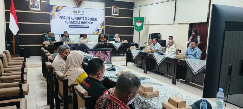 Ket foto: Suasana Forum Konsultasi Publik KB. Samsat Kabupaten Sumenep di Ruang Pertemuan UPT PPD Sumenep, Kamis (27/8/2026), yang membahas peningkatan kualitas pelayanan Samsat kepada masyarakat.