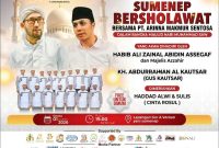 Ket Foto: Poster Sumenep Bersholawat bersama PT Arinna Makmur Sentosa yang akan digelar pada 1 September 2026 di GOR A Yani Sumenep, menghadirkan Habib Ali Zainal Abidin Assegaf, Gus Kautsar, Haddad Alwi dan Sulis dalam rangka memperingati Maulid Nabi Muhammad SAW.