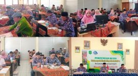 Ket foto: Pengawas Bina SD Kecamatan Pasongsongan H. Abu Supyan, M.Pd., bersama Ketua KKKS H. Akhmad Busri, M.Pd., Sekretaris KKKS Agus Sugianto, S.Pd., dan para kepala sekolah mengikuti rapat KKKS Kecamatan Pasongsongan di SDN Pasongsongan IV, Kamis (27/8/2026).