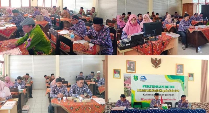 Ket foto: Pengawas Bina SD Kecamatan Pasongsongan H. Abu Supyan, M.Pd., bersama Ketua KKKS H. Akhmad Busri, M.Pd., Sekretaris KKKS Agus Sugianto, S.Pd., dan para kepala sekolah mengikuti rapat KKKS Kecamatan Pasongsongan di SDN Pasongsongan IV, Kamis (27/8/2026).