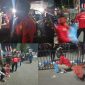 Ket Foto: Petugas kebersihan DLH Sumenep membersihkan sampah di sepanjang rute Festival Musik Tongtong Se-Madura 2026 dari malam hingga pagi.