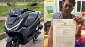 Ket Foto: Ilustrasi sepeda motor Honda PCX (kiri), sementara orang tua Fauzan menunjukkan bukti laporan terkait kejadian tersebut (kanan).