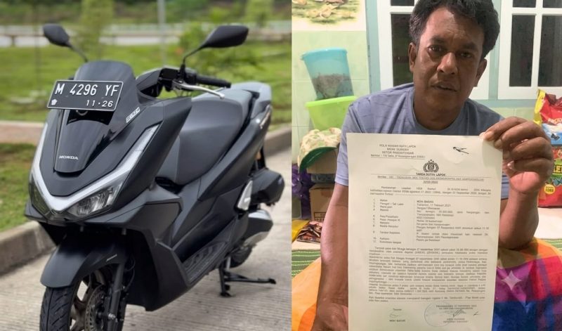 Ket Foto: Ilustrasi sepeda motor Honda PCX (kiri), sementara orang tua Fauzan menunjukkan bukti laporan terkait kejadian tersebut (kanan).