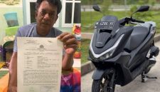 Ket Foto: Orang tua Fauzan, Moh. Badar, usai membuat laporan ke Polsek Pasongsongan (kiri), dan ilustrasi sepeda motor yang dilaporkan raib (kanan).