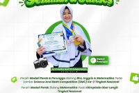 Ket foto: AZ-Syahra Nastiti Ramadhani, siswi kelas VIII SMP Integral Luqman Al-Hakim Sumenep, yang menorehkan sejumlah prestasi melalui berbagai kompetisi akademik tingkat nasional hingga internasional.