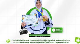 Ket foto: AZ-Syahra Nastiti Ramadhani, siswi kelas VIII SMP Integral Luqman Al-Hakim Sumenep, yang menorehkan sejumlah prestasi melalui berbagai kompetisi akademik tingkat nasional hingga internasional.