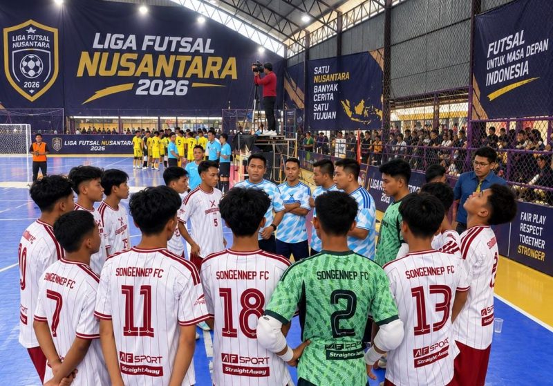 Ket Foto: SonGENnep FC membawa talenta-talenta lokal Sumenep tampil di Liga Nusantara Jawa Timur 2026 di GOR Nisrina Futsal Center, Surabaya, Senin (21/9/2026).