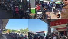 ANTUSIASME MASYARAKAT: Ratusan pengendara sepeda motor saat mengantre dengan tertib di SPBU 54.694.08 Sumenep untuk menerima program pembagian BBM gratis yang digelar Pengusaha Ali Zainal Abidin (Bang Ali) bersama relawan BASHRA, Rabu (23/9/2026).
