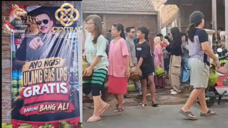Ket Foto: Ratusan warga memadati satu lokasi untuk mengikuti program isi ulang LPG gratis yang digelar Bang Ali bersama relawan BASHRA di Pamekasan