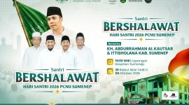 Bupati Sumenep Achmad Fauzi Wongsojudo mengajak masyarakat menyemarakkan Hari Santri 2026 melalui Santri Bershalawat yang digelar malam ini di Lapangan Kesenian Sumenep.