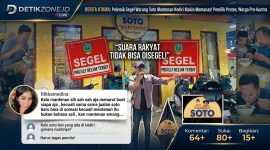 Foto ilustrasi suara rakyat tidak bisa disegel, kecaman LSM RATU terhadap perizinan usaha Soto Mantenan dan tangkapan layar komentar netizen