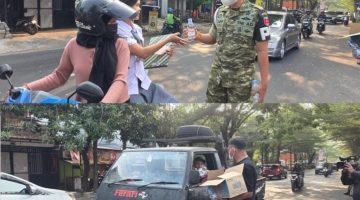 TNI Hadir untuk Masyarakat, Polisi Militer Kodam XIV/Hasanuddin Bagikan Masker di Makassar