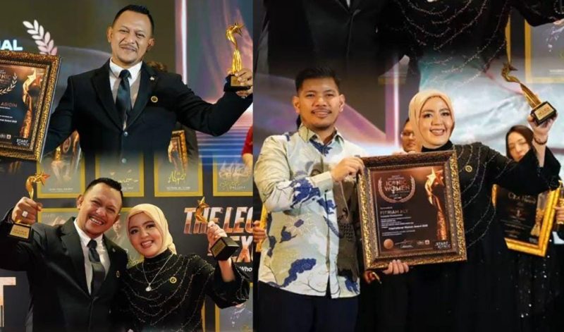 Ket foto: Bang Ali dan Ibu Fitria Ali menerima penghargaan dalam ajang Star Iconic 2026. Keduanya mendedikasikan pencapaian tersebut sebagai motivasi untuk terus memberikan manfaat bagi anak yatim, kaum dhuafa, dan masyarakat yang membutuhkan.